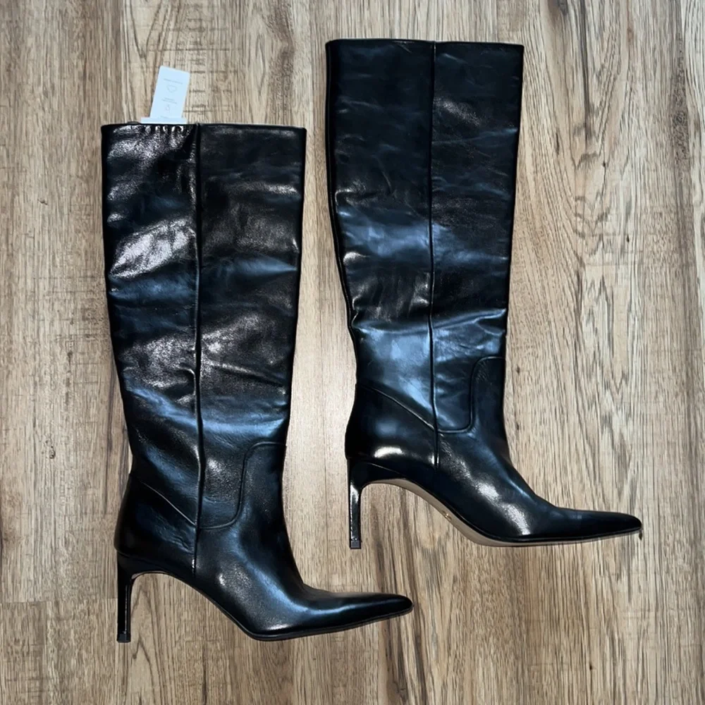 NEW! Zara 3.1” Heeled Leather Knee Boots Size 41 or 10 (US) - Picture 7 of 14